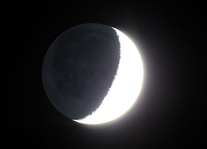 Пепельный свет Луны. 22  января 2018 года. Ратомка. 
